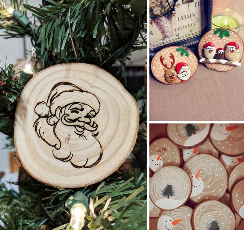 Timburst 20 Pcs Wooden Discs for Crafts，3.9''-4.3'' Wood Circles for Crafts, Wood Slices for Painting DIY Christmas Ornaments Party Wall Home Wedding Decor - Image 3